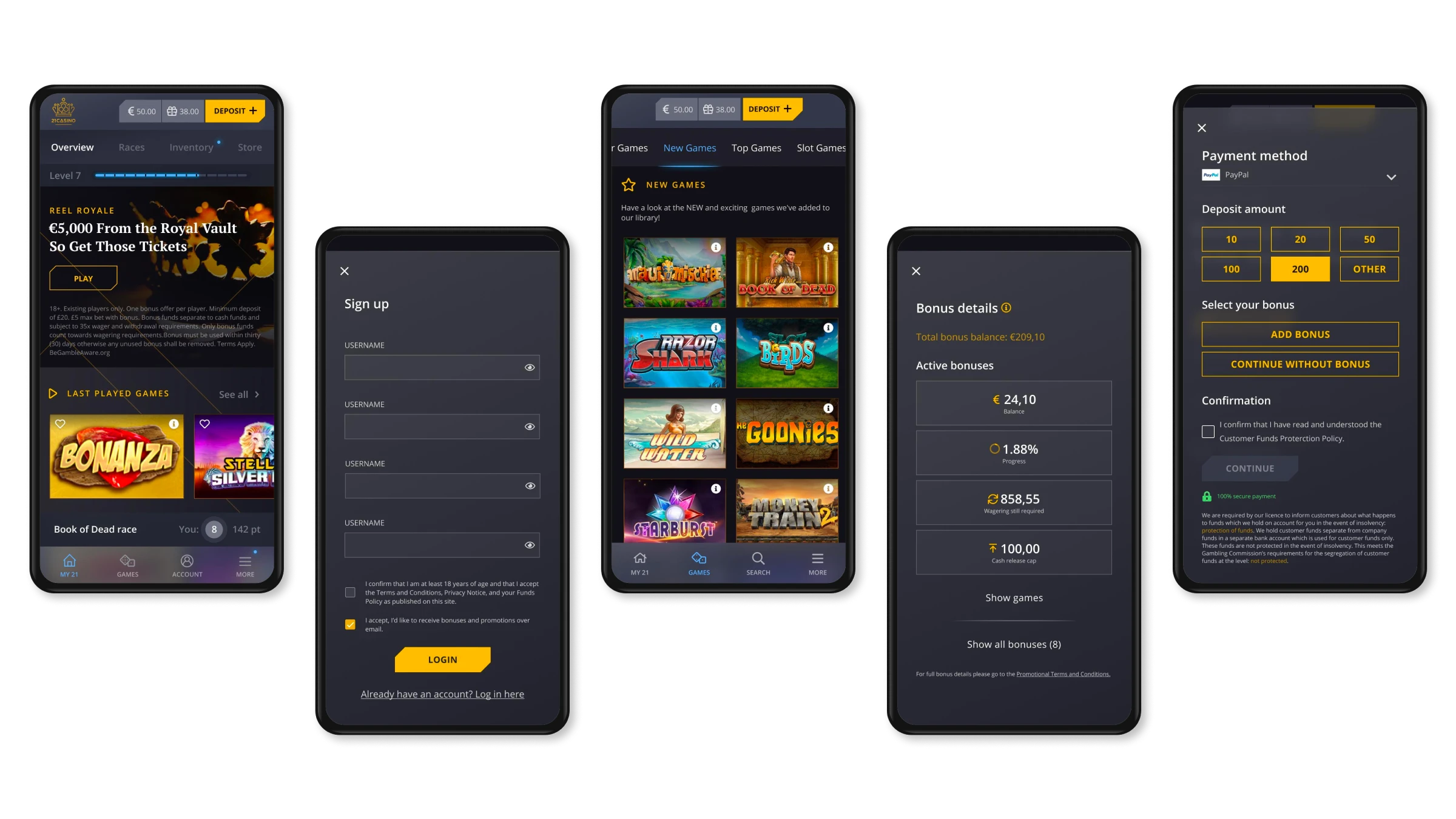 21Casino mobiele app